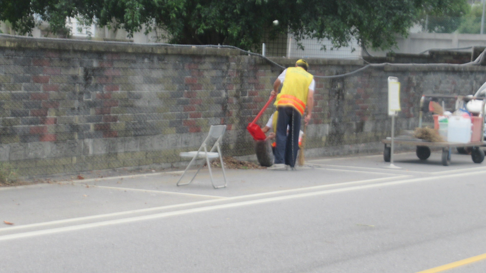 oue team helped clean roads of the village and surrounding areas on March 17.
